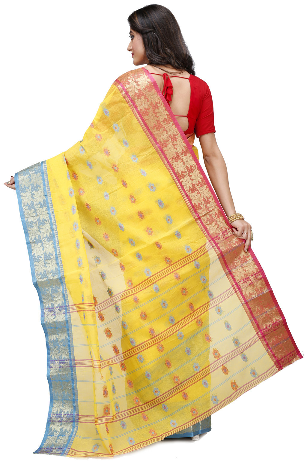Yellow Pure Cotton Dui_Has Tant Saree (870)